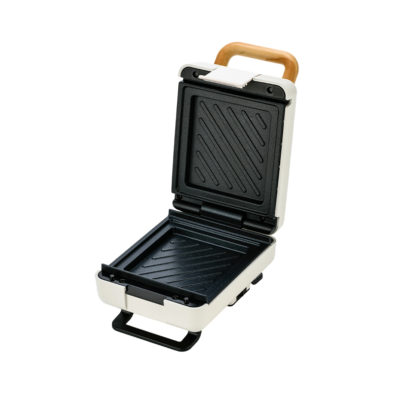 Machine à sandwich BJX-S015 avec poignée en grain de bois et plaque fixe