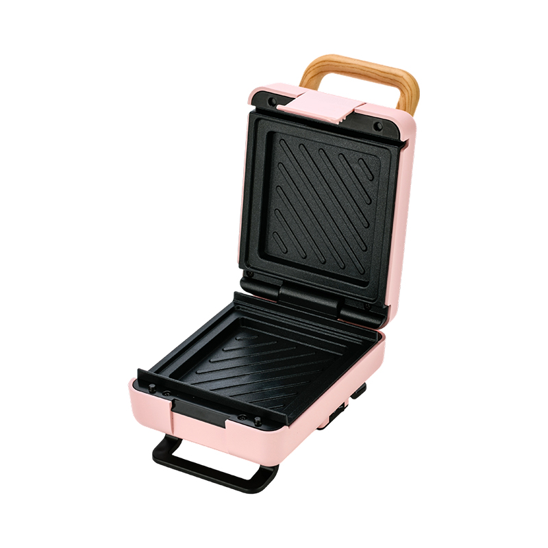 Machine à sandwich BJX-S015 avec poignée en grain de bois et plaque fixe